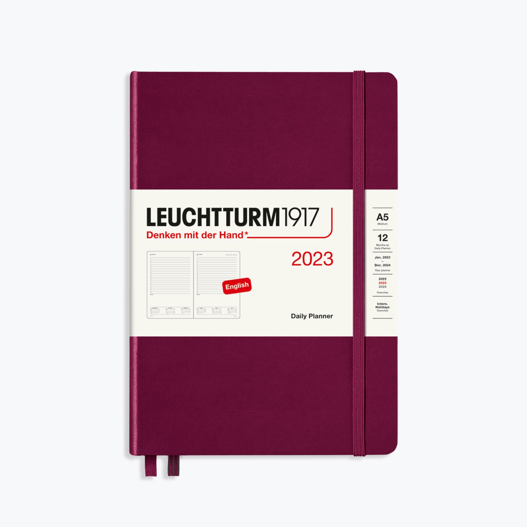 Leuchtturm1917 2025 Daily Planner A5 Red Bookbinders Design