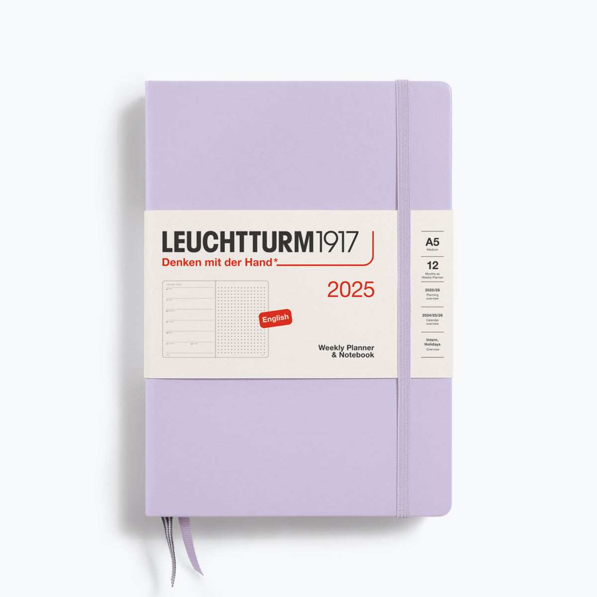 Leuchtturm1917 - 2025 Diary - Weekly Notebook - Dotted - A5 - Lilac