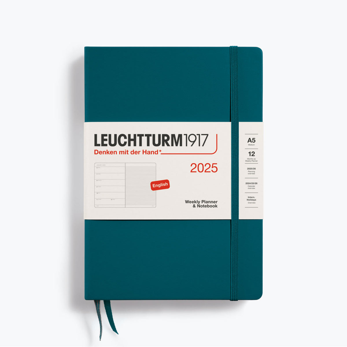 Leuchtturm1917 - 2025 Diary - Weekly Notebook - A5 - Pacific Green (Hard)