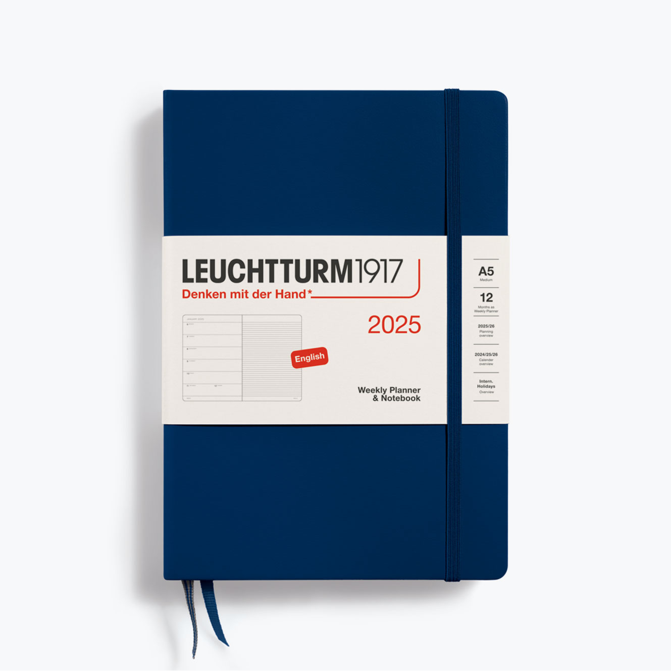 Leuchtturm1917 - 2025 Diary - Weekly Notebook - A5 - Navy (Hard)