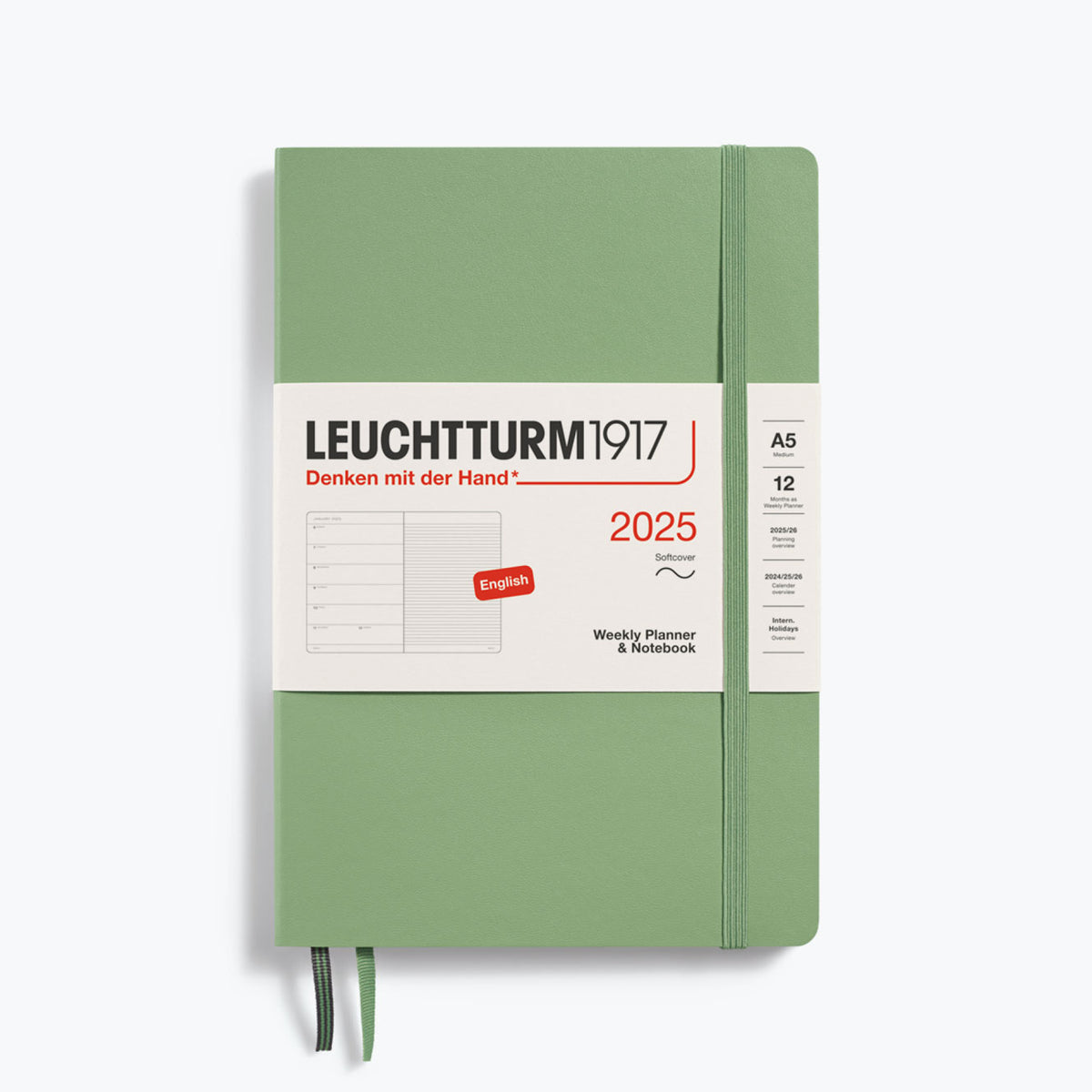 Leuchtturm1917 - 2025 Diary - Weekly Notebook - A5 - Sage (Soft)