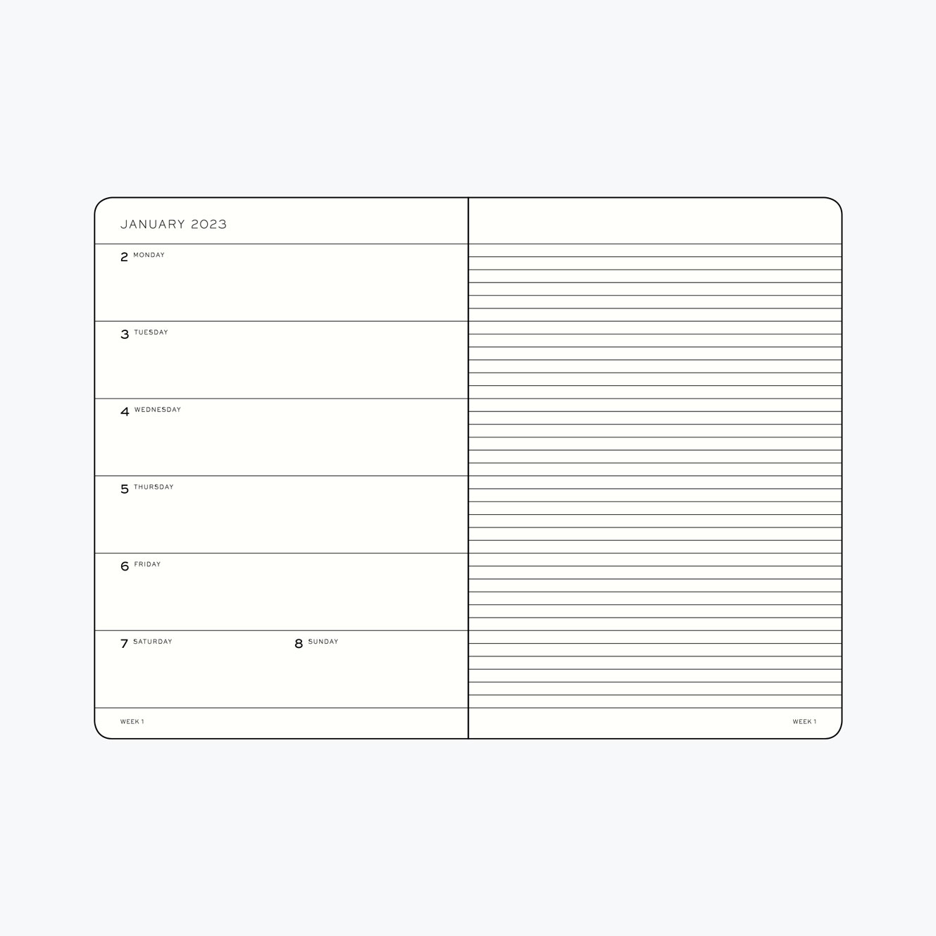 Leuchtturm1917 - 2025 Diary - Weekly Notebook - A5 - Black (Soft)