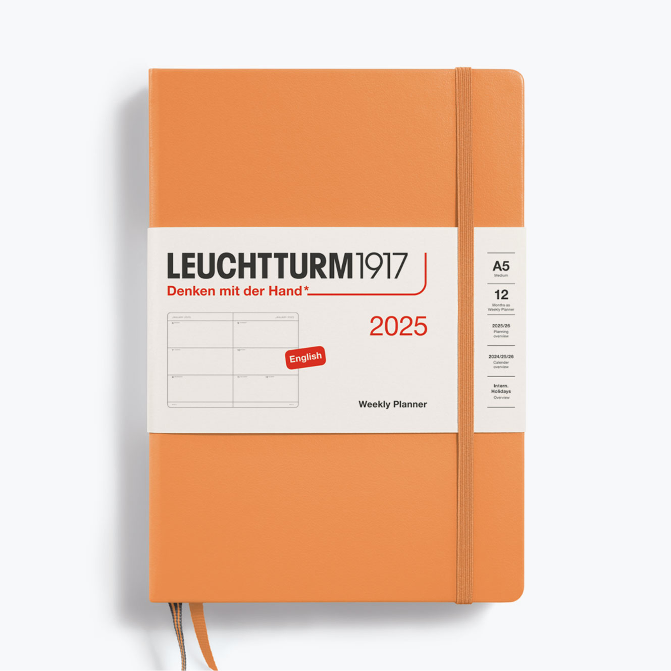 Leuchtturm1917 - 2025 Diary - Weekly Planner - A5 - Apricot (Hard)
