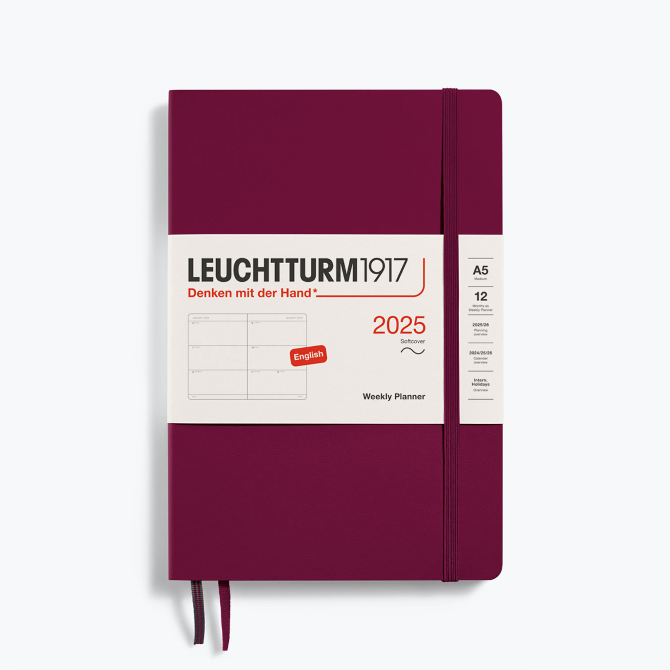 Leuchtturm1917 - 2025 Diary - Weekly Planner - A5 - Port Red (Soft)