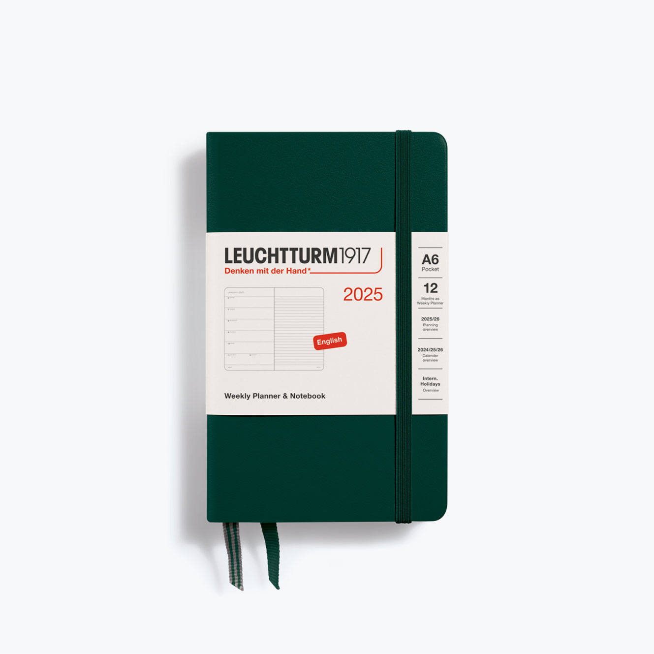 Leuchtturm1917 - 2025 Diary - Weekly Notebook - A6 - Forest Green (Hard)