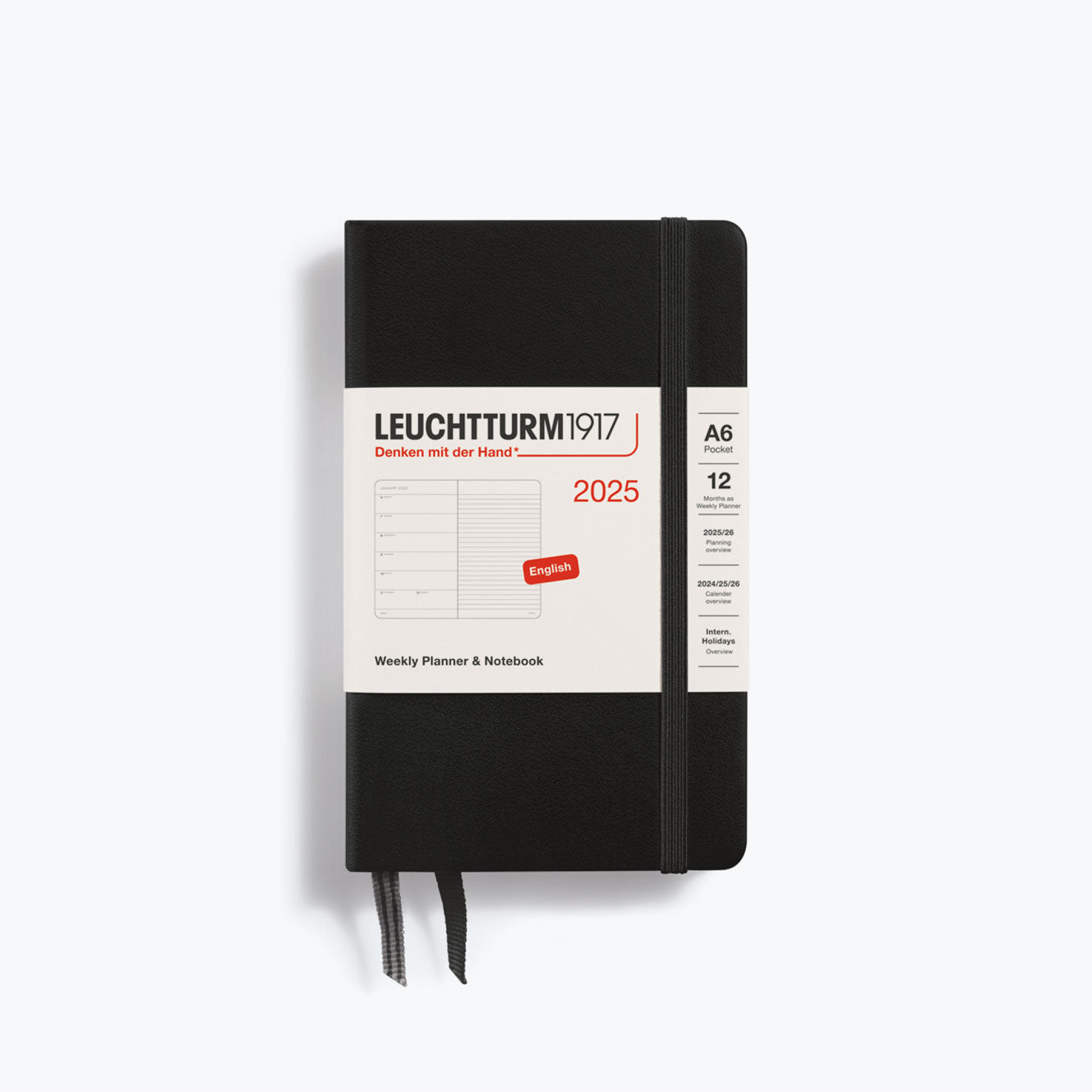 Leuchtturm1917 - 2025 Diary - Weekly Notebook - A6 - Black (Hard)