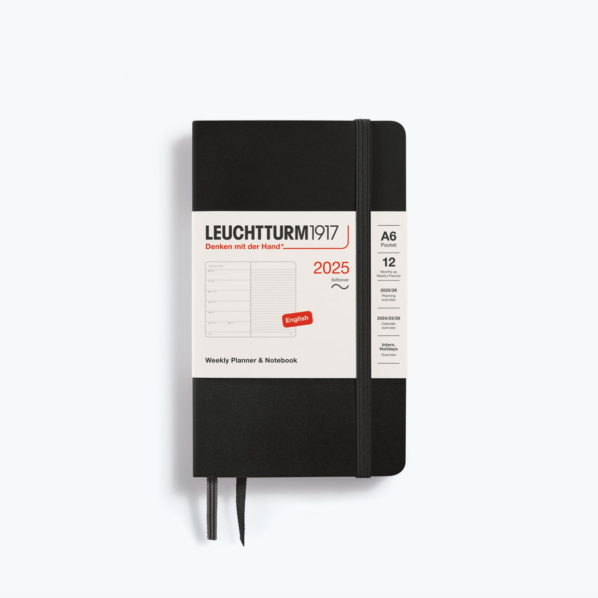 Leuchtturm1917 - 2025 Diary - Weekly Notebook - A6 - Black (Soft)