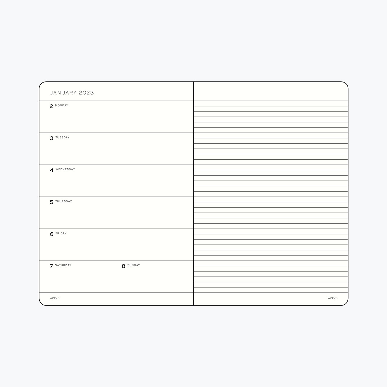 Leuchtturm1917 - 2025 Diary - Weekly Notebook - A6 - Black (Soft)