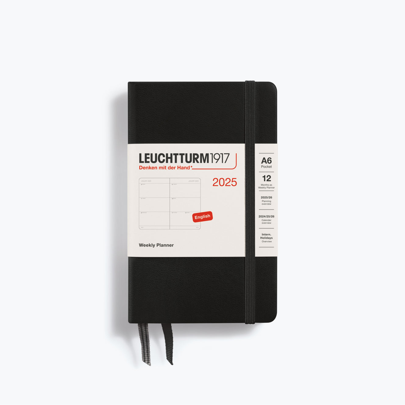 Leuchtturm1917 - 2025 Diary - Weekly Planner - A6 - Black (Hard)