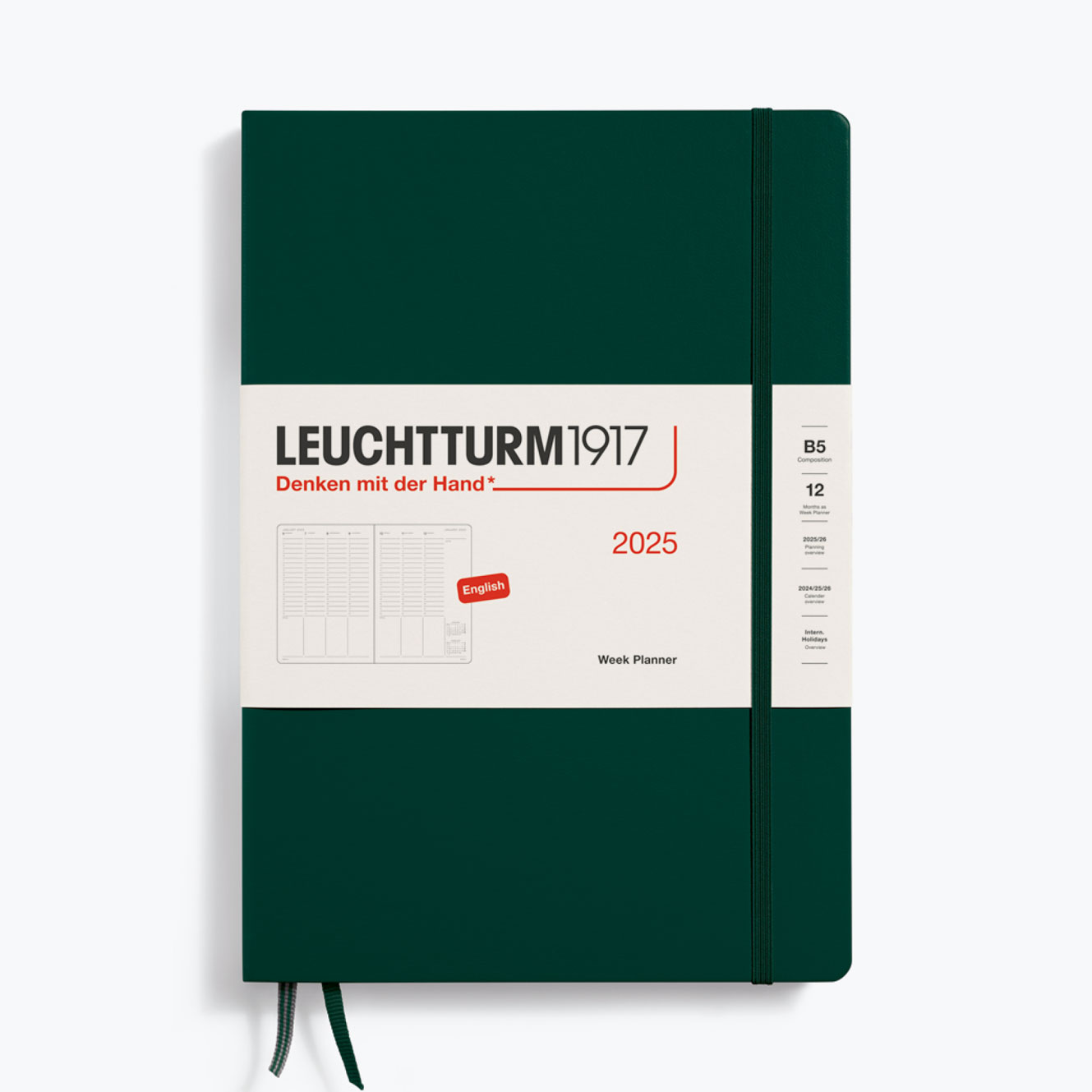 Leuchtturm1917 - 2025 Diary - Week Planner - B5 - Forest Green