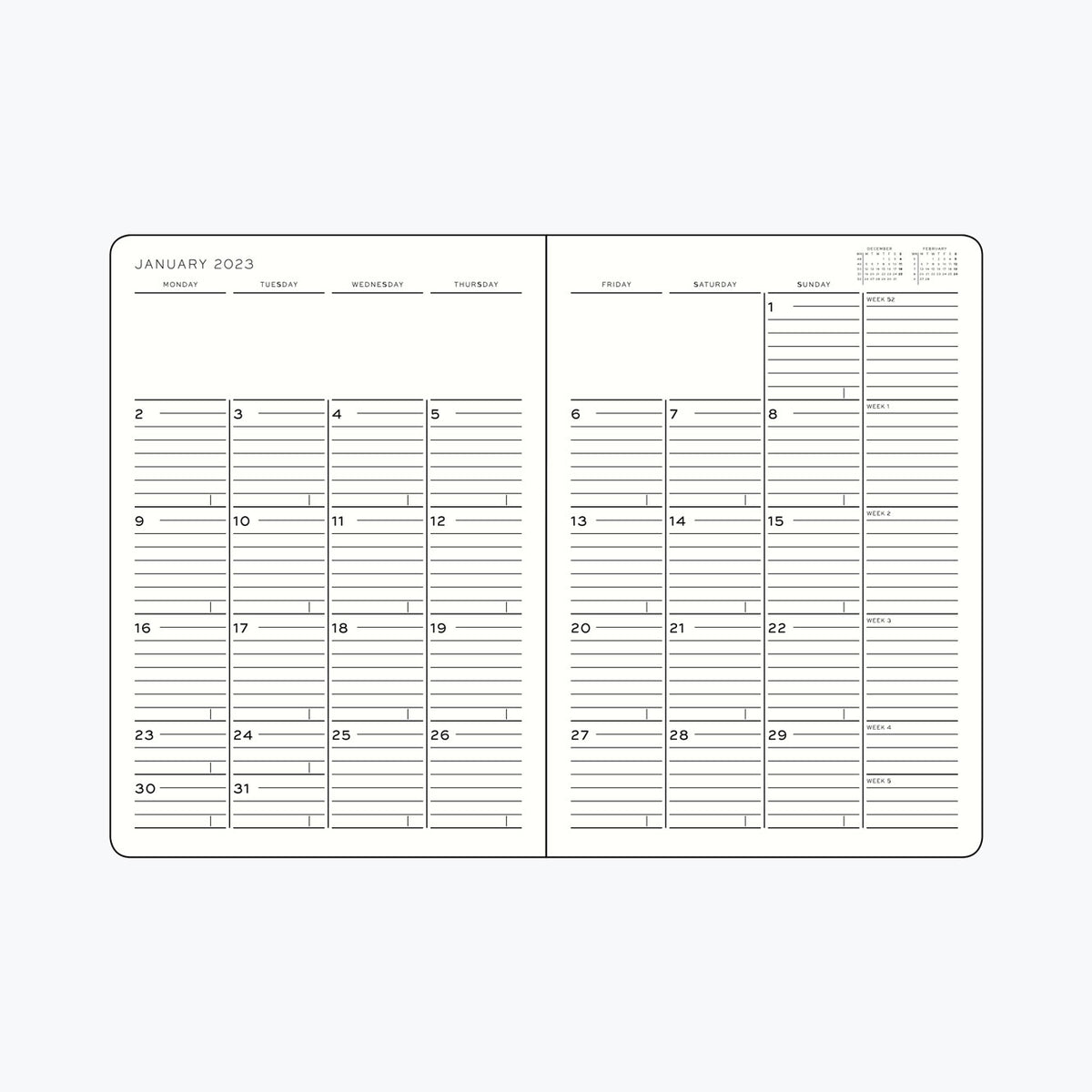 Leuchtturm1917 - 2025 Diary - Monthly Notebook - B5 - Black