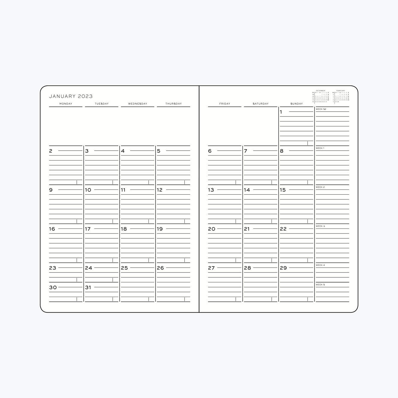 Leuchtturm1917 - 2025 Diary - Monthly Notebook - B5 - Black