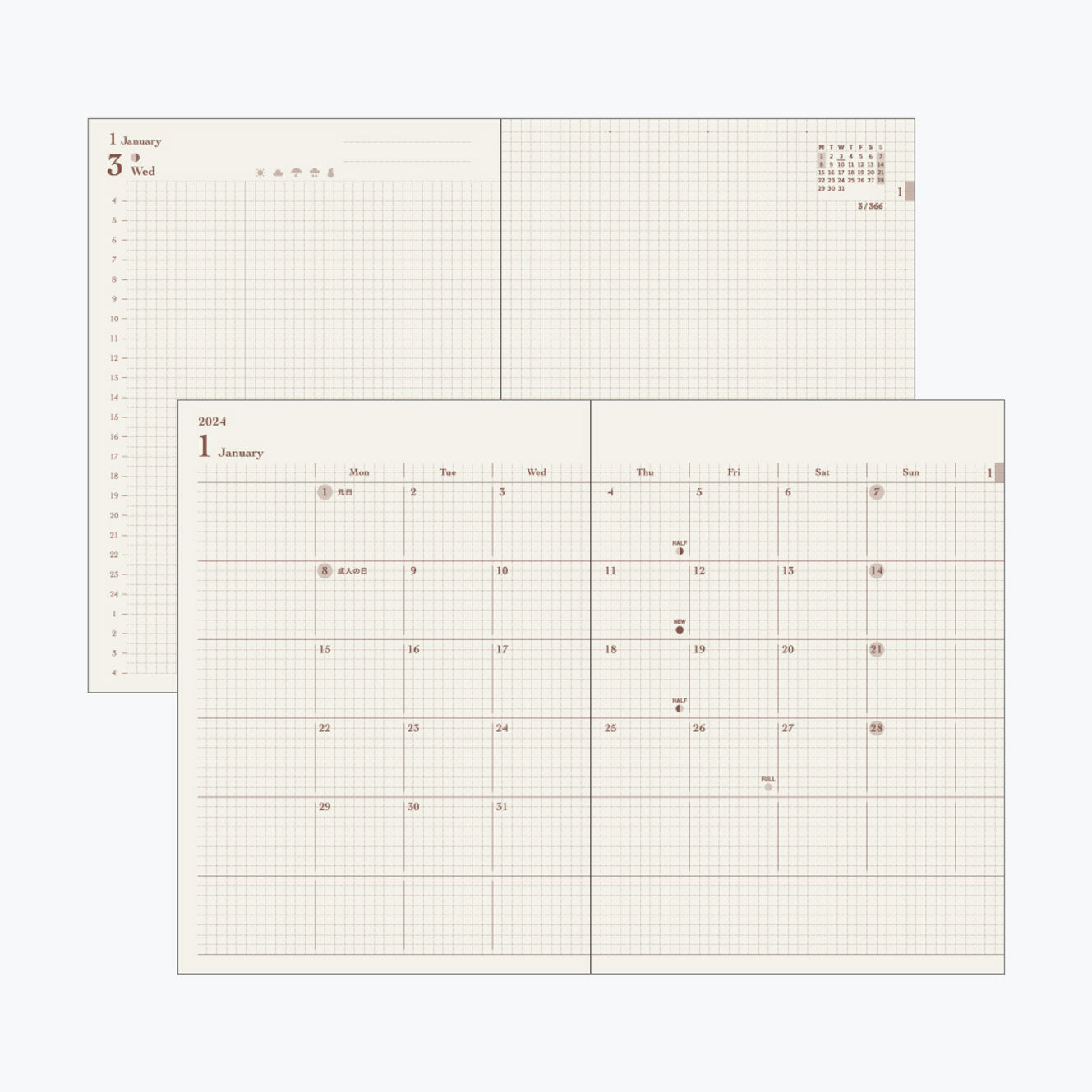 Midori - 2025 Diary - Hibino - A6 - Blue-Green