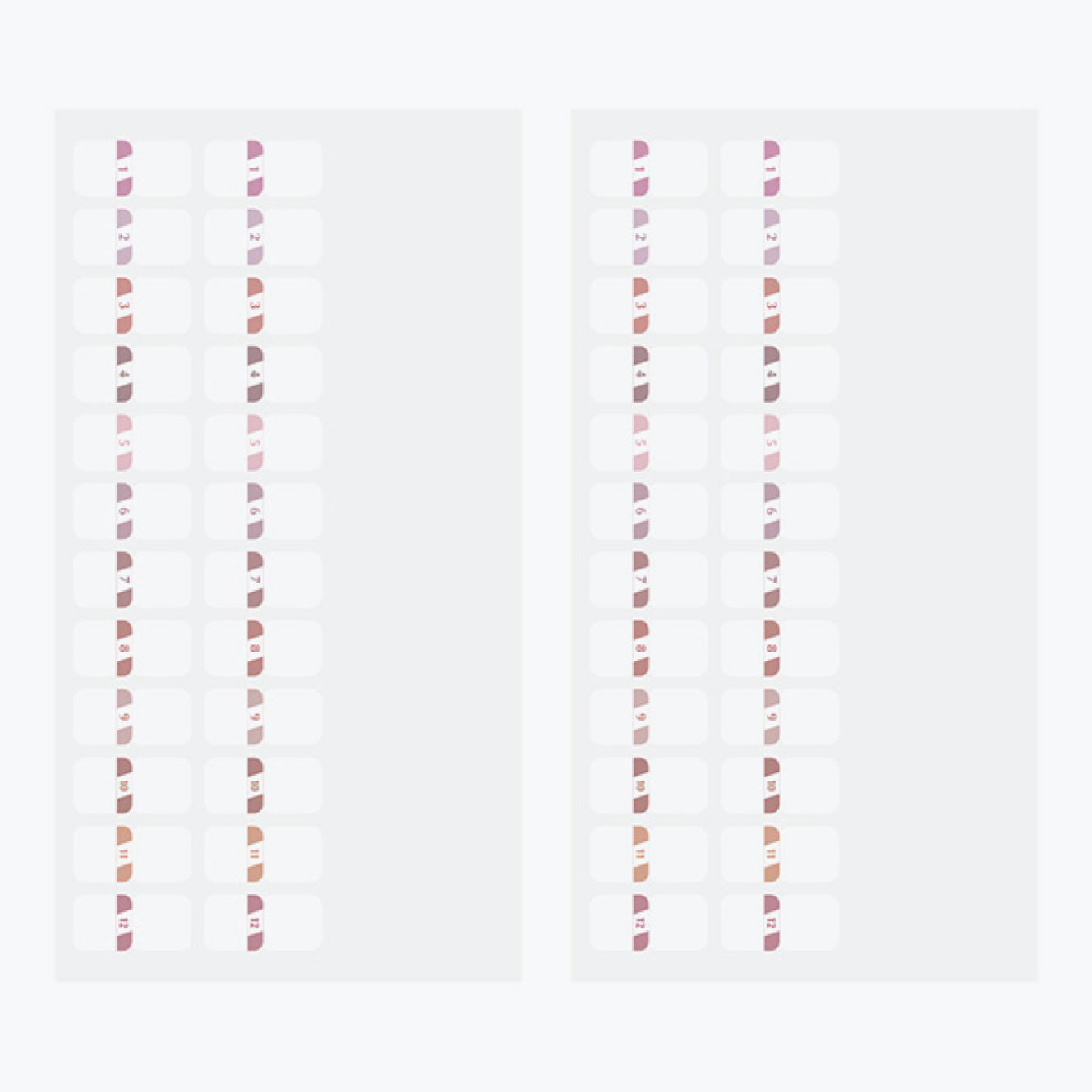 Midori - Planner Sticker - Index Labels - Numbers - Pink