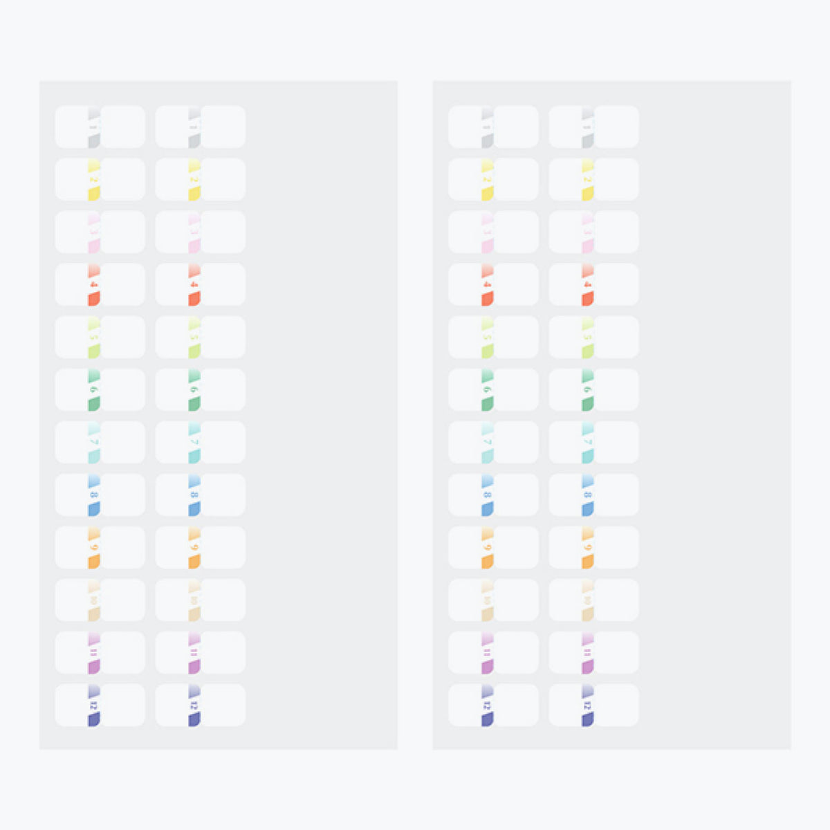 Midori - Planner Sticker - Index Labels - Coloured Numbers