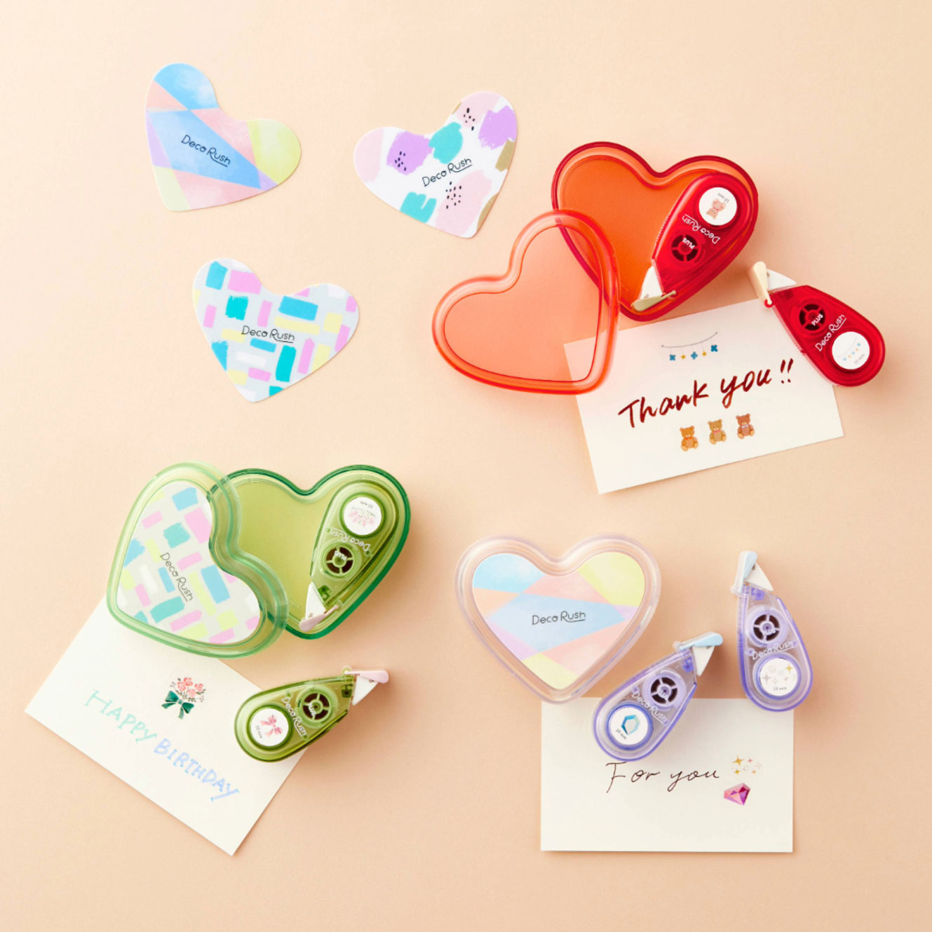 Plus - Washi Tape - Heart Case Set - Jewelry Set