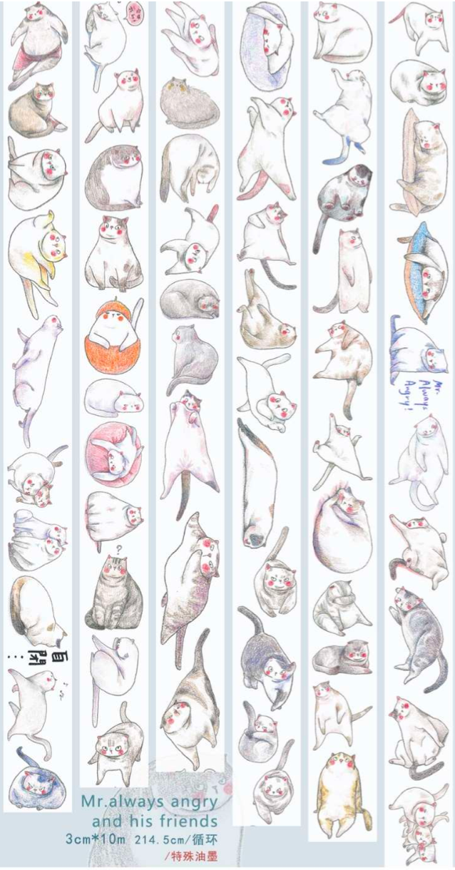 Nailyo - Washi Tape -  Angry Cats