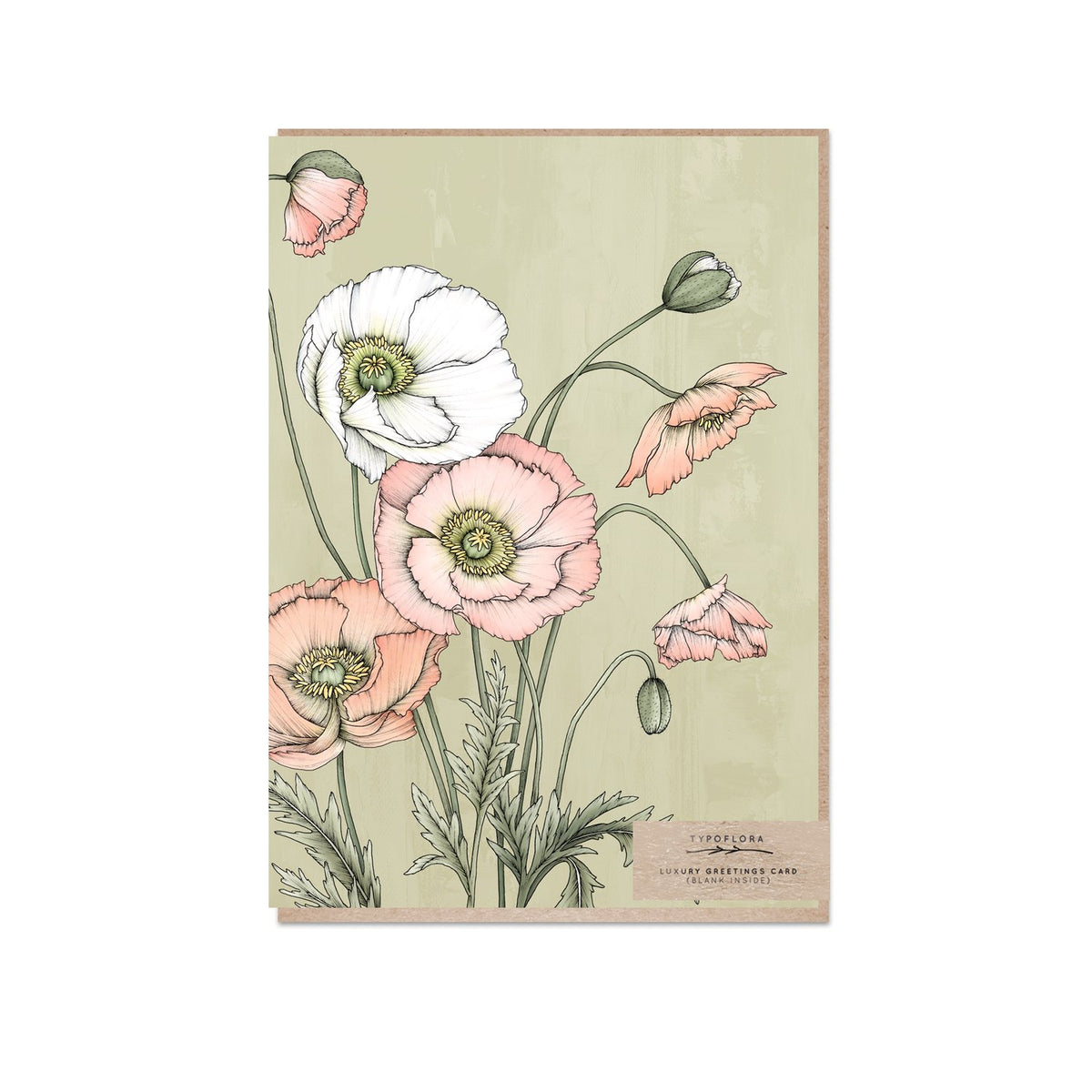 Typoflora - Card - Poppies in Sage