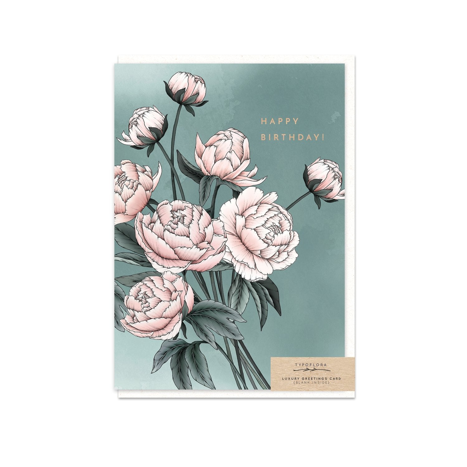 Typoflora - Card - Blue Peony Birthday