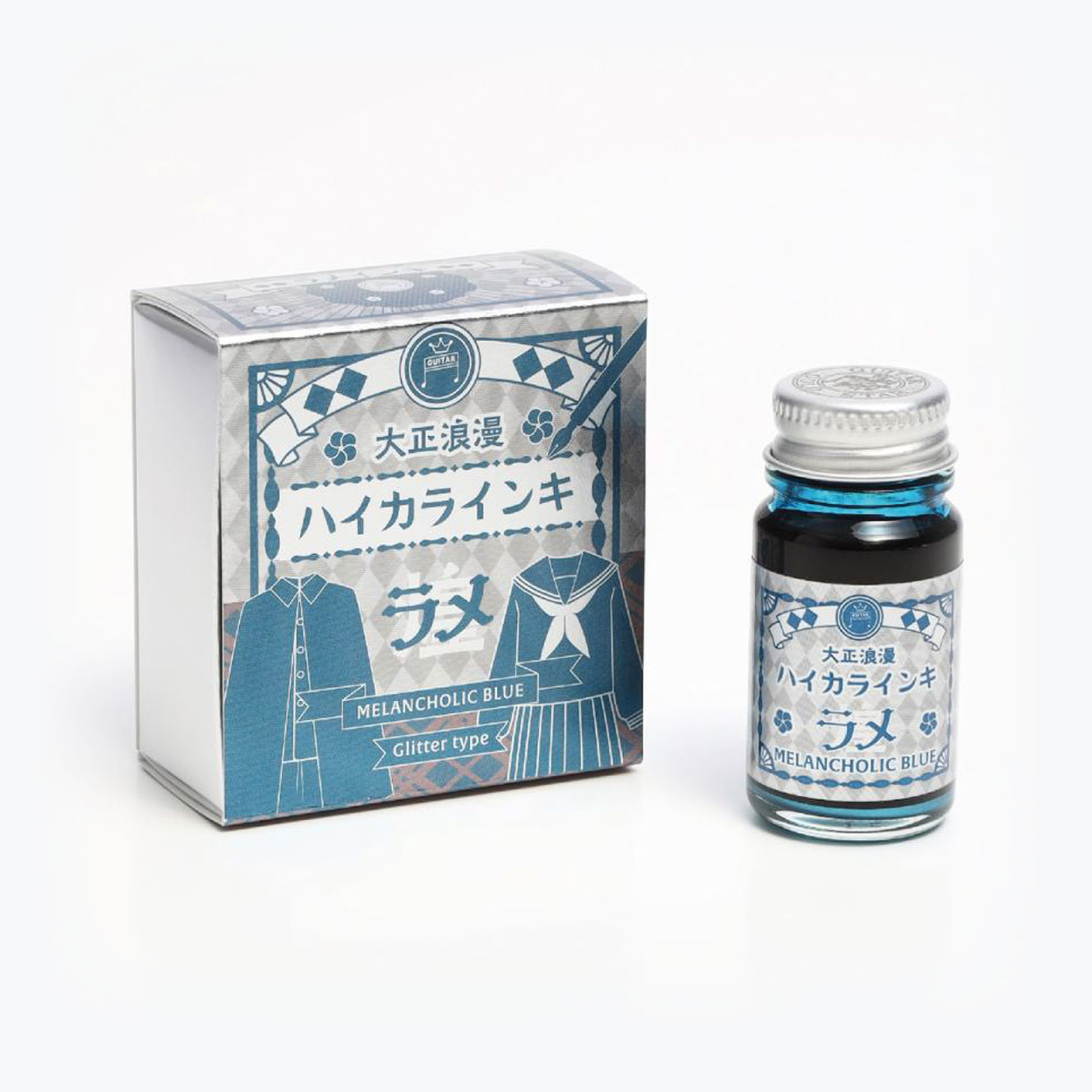 Teranishi - Fountain Pen Ink - Guitar Haikara - Glitter - Melancholic Blue