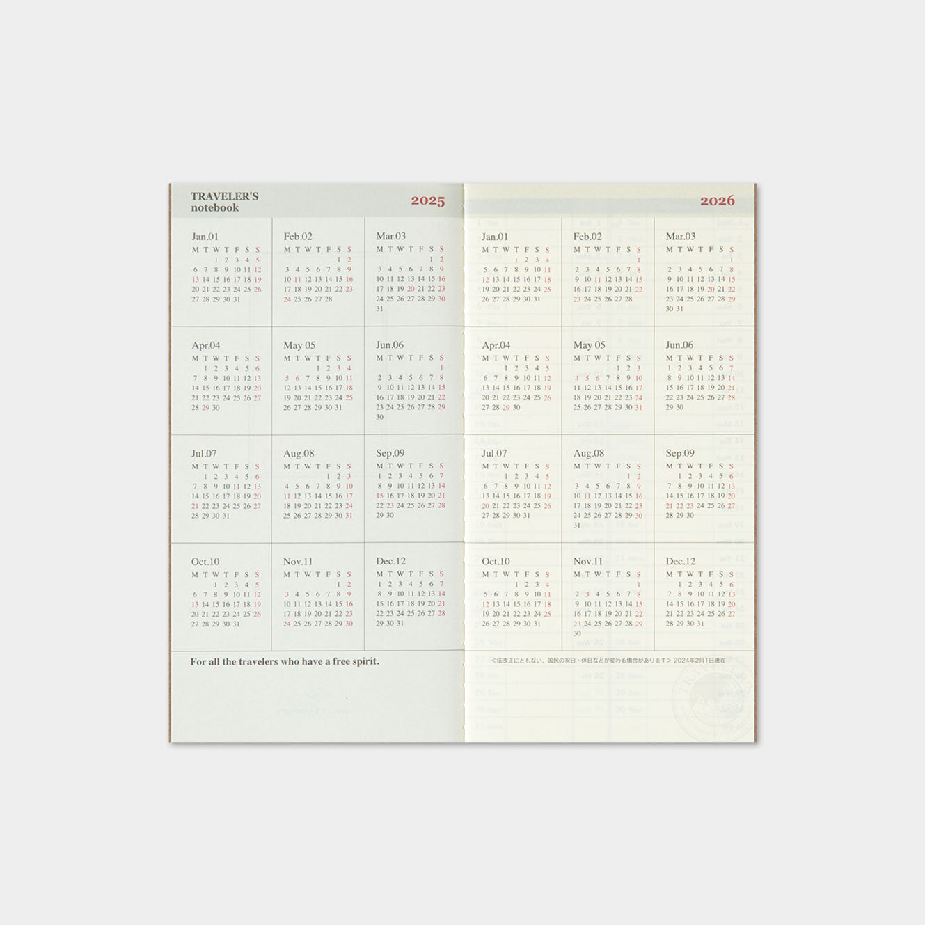 Traveler's Company - 2025 Diary - Insert - Regular - Weekly Vertical