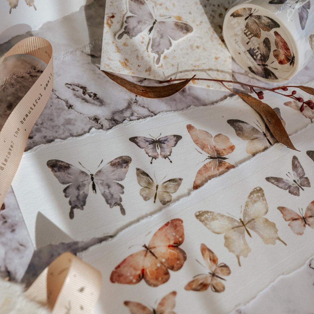 Meow Illustration - Washi Tape - Beautiful Butterfly