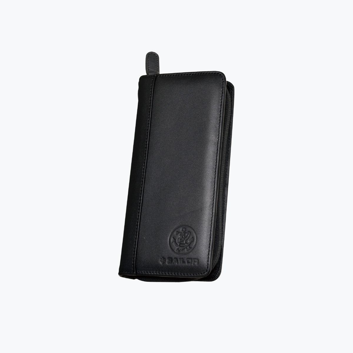 Aurora Rigid 3 Slot Black Leather Pen Case