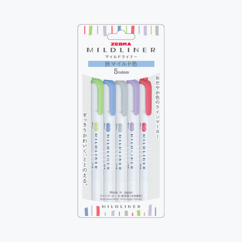 Zebra  Brush Pen Mildliner Cool & Refined Set - Bookbinders Design